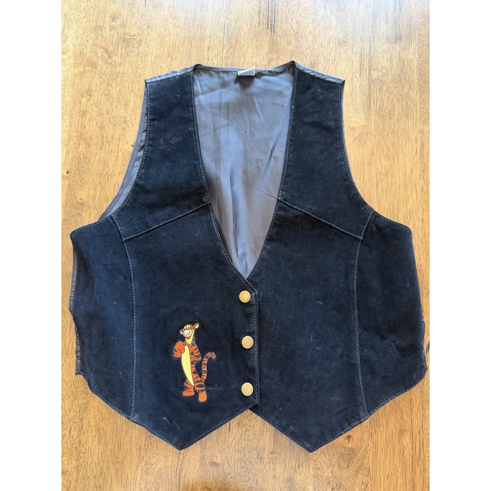 Vintage Disney Winnie the Pooh Tigger Vest Leather Size S/M Suede Embroidered